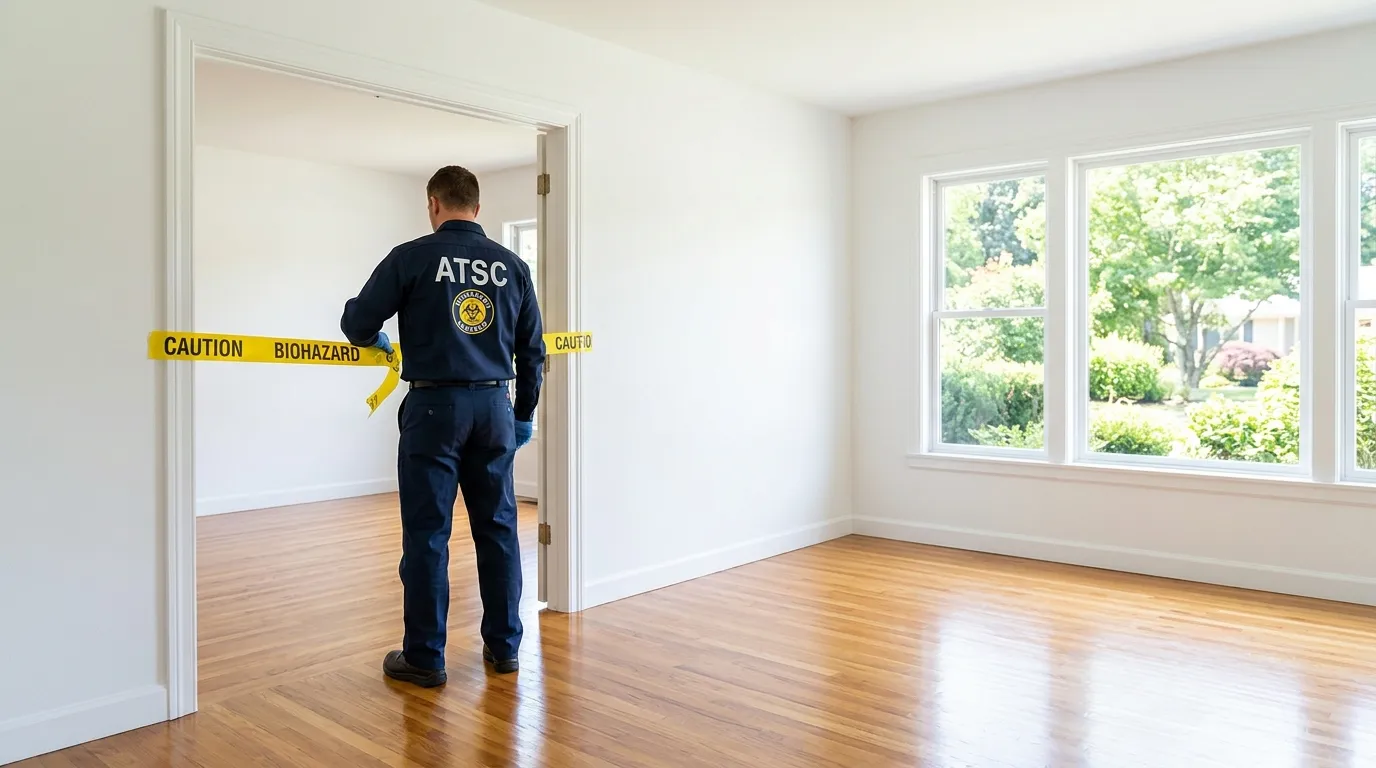 Certified biohazard cleanup crew performing Decomposition Cleanup in Bergenfield